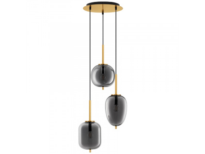 Kouřově šedé skleněné závěsné světlo Nova Luce Lato 46 cm