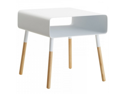 Bílý kovový odkládací stolek Yamazaki Plain 35 x 35 cm