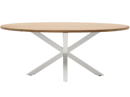 Dřevěný jídelní stůl Kave Home Argo 200 x 100 cm s bílou kovovou podnoží
