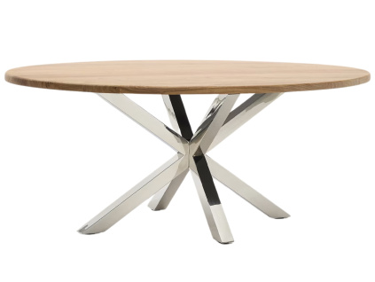 Dřevěný jídelní stůl Kave Home Argo 200 x 100 cm s nerezovou podnoží