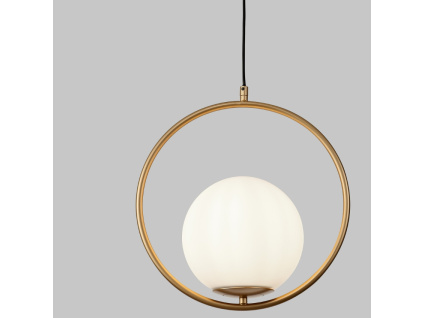 Opálově bílé skleněné závěsné světlo Nova Luce Obitar 35 cm