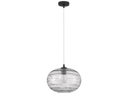 Světle šedé skleněné závěsné světlo Nova Luce Evleen 30 cm
