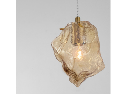 Jantarově hnědé skleněné závěsné světlo Nova Luce Odelle 18 cm
