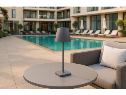 Šedá kovová zahradní stolní LED lampa Nova Luce Colt S