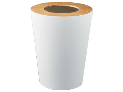 Bílý kulatý kovový odpadkový koš Yamazaki Rin 10 l