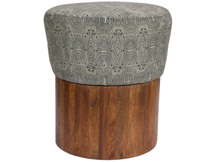 Černo-bílý čalouněný taburet DUTCHBONE FRAGMENT 40 cm