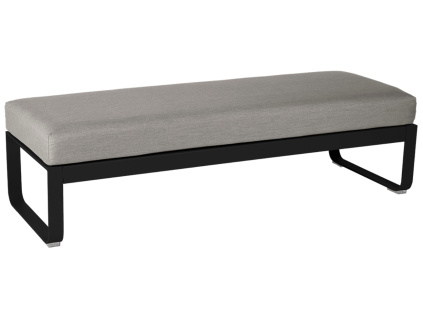 Šedohnědá čalouněná lavice Fermob Bellevie 148 cm s černou podnoží