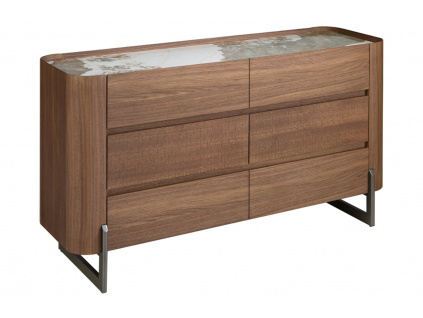 Ořechová komoda Angel Cerdá No. 7151, 145 x 45 cm s mramorovým dekorem