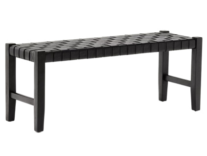 Černá kožená lavice Kave Home Calixta 120 cm