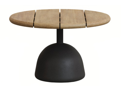 Dřevěný zahradní stolek Kave Home Saura 55 cm s černou podnoží