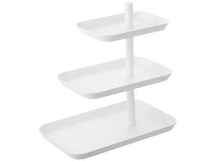 Bílý kovový třípatrový servírovací podnos Yamazaki Tower 25,7 cm