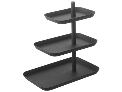 Černý kovový třípatrový servírovací podnos Yamazaki Tower 25,7 cm