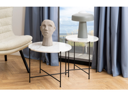Bílý mramorový odkládací stolek Avila 52 cm