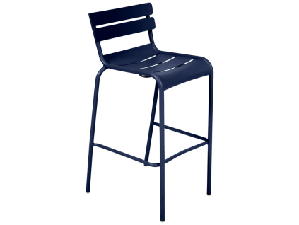 Tmavě modrá kovová barová židle Fermob Luxembourg 80 cm