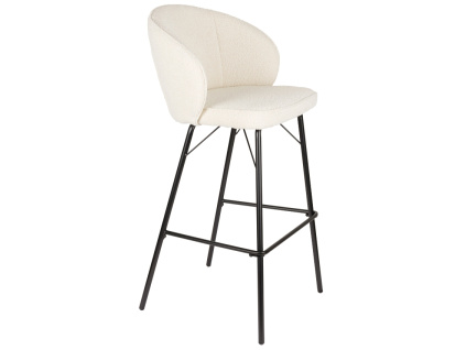 Bílá čalouněná barová židle WLL JOA 75 cm