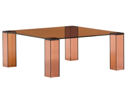 Hnědý skleněný konferenční stolek Kave Home Adularia 85 x 85 cm