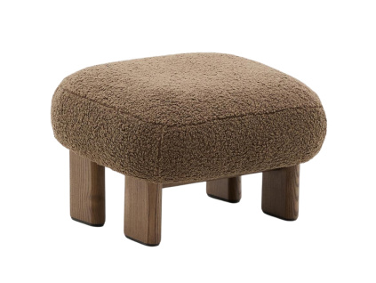 Hnědá bouclé podnožka Kave Home Nema 66,5 x 56,5 cm