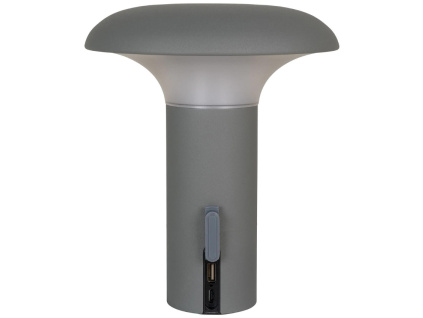 Šedá plastová dobíjecí zahradní LED lampa Ramsey