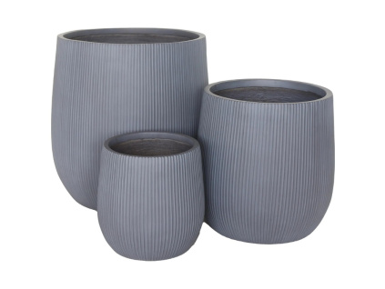 Set tří šedých zahradních květináčů Denton Ø 32/44/57 cm