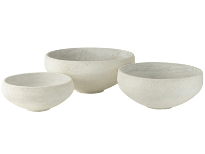 Set tří bílých keramických květináčů J-Line Draja Ø 69/58/48 cm