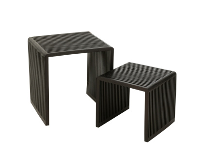 Set dvou černých dřevěných konferenčních stolků J-line Yella 50 x 45/40 x 40 cm