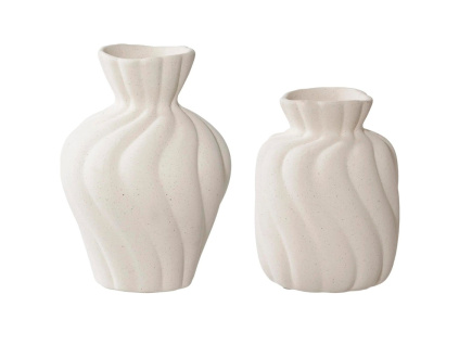Set dvou bílých keramických váz Kasa 12/15 cm