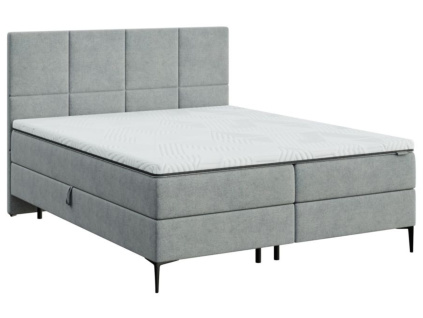 Šedá čalouněná dvoulůžková postel boxspring MESONICA Bufo II. 180 x 200 cm