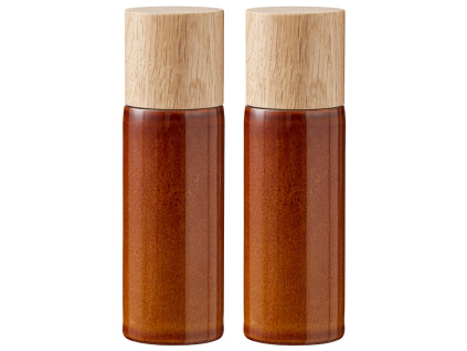 Set dvou hnědých kameninových mlýnků na sůl a pepř Zesty 17 cm