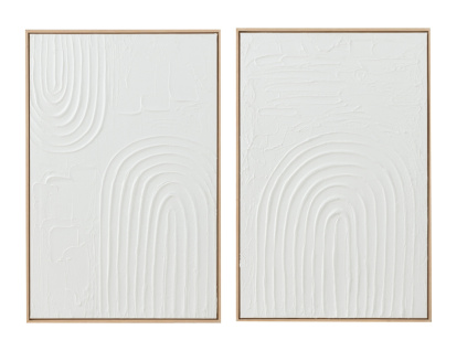 Set dvou bílých abstraktních obrazů J-line Dully 90 x 60 cm