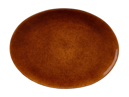Jantarově hnědá kameninová servírovací mísa Salia 45 x 34 cm