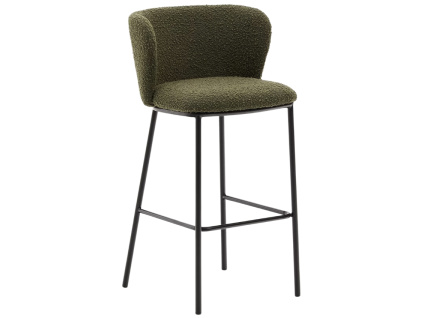 Zelená bouclé barová židle Kave Home Ciselia 75 cm