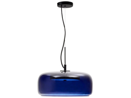 Modré skleněné závěsné LED světlo Kave Home Reig 38 cm