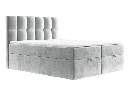 Světle šedá čalouněná postel ESSENCE 200 x 200 cm, boxspring