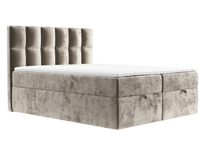Béžová čalouněná postel ESSENCE 140 x 200 cm, boxspring