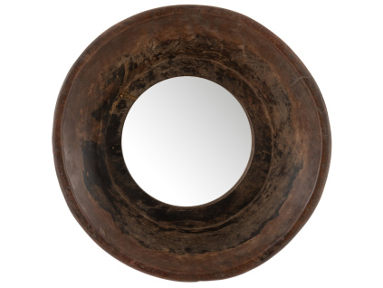 Hnědé dřevěné závěsné zrcadlo J-line Recla 35 cm