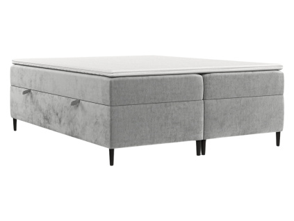 Světle šedá čalouněná postel boxspring ARAYA 200 x 200 cm
