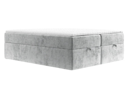 Světle šedá čalouněná postel boxspring FREJA 200 x 200 cm
