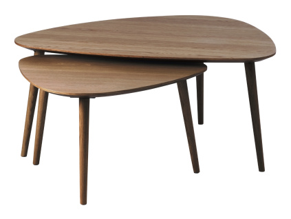 Set dvou tmavých dubových konferenčních stolků Unique Furniture Adda 70 x 100/52,5 x 70 cm