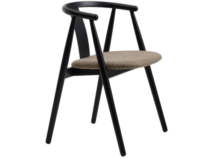 Černá dubová jídelní židle Unique Furniture Relate s hnědým sedákem