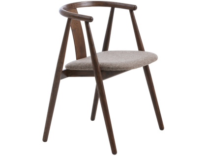 Tmavá dubová jídelní židle Unique Furniture Relate s hnědým sedákem