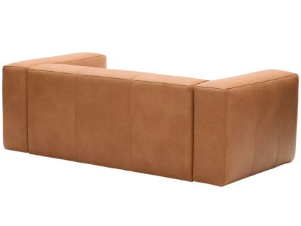 Hnědá kožená dvoumístná pohovka Kave Home Blok 210 cm