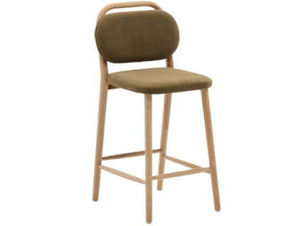 Zelená čalouněná barová židle Kave Home Helda 65 cm