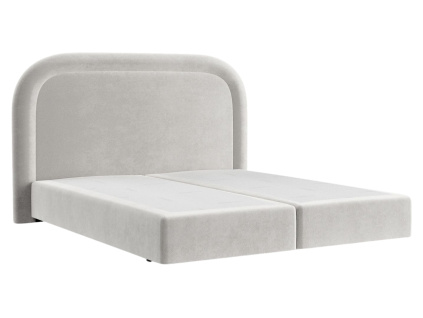 Světle béžová sametová postel boxspring HAVANA 140 x 200 cm