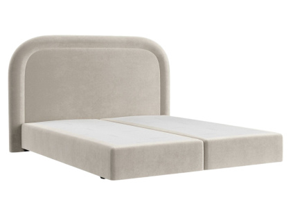 Béžová sametová postel boxspring HAVANA 140 x 200 cm