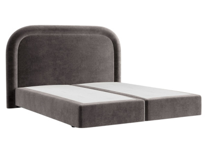 Hnědá sametová postel boxspring HAVANA 140 x 200 cm