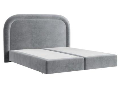 Šedá sametová postel boxspring HAVANA 140 x 200 cm