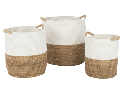 Set tří béžovo-bílých košů J-line Manon 32/36/40 cm
