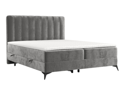 Šedá čalouněná postel boxspring AGGAZ 140 x 200 cm