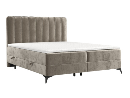 Béžová čalouněná postel boxspring AGGAZ 160 x 200 cm
