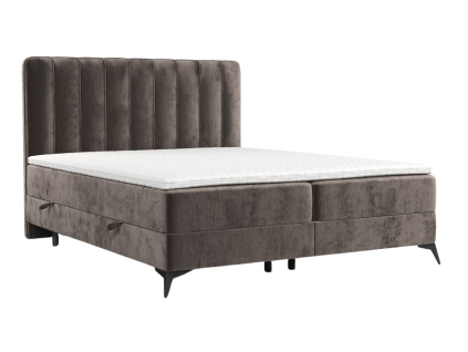Hnědá čalouněná postel boxspring AGGAZ 200 x 200 cm
